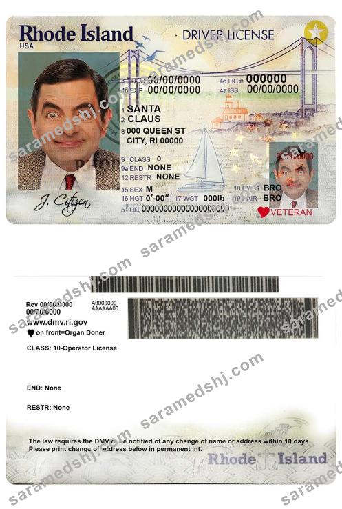 USA Rhode Island state driving license